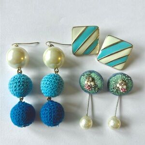 Fun Blue Earring Buddies – 3 Pairs / $25